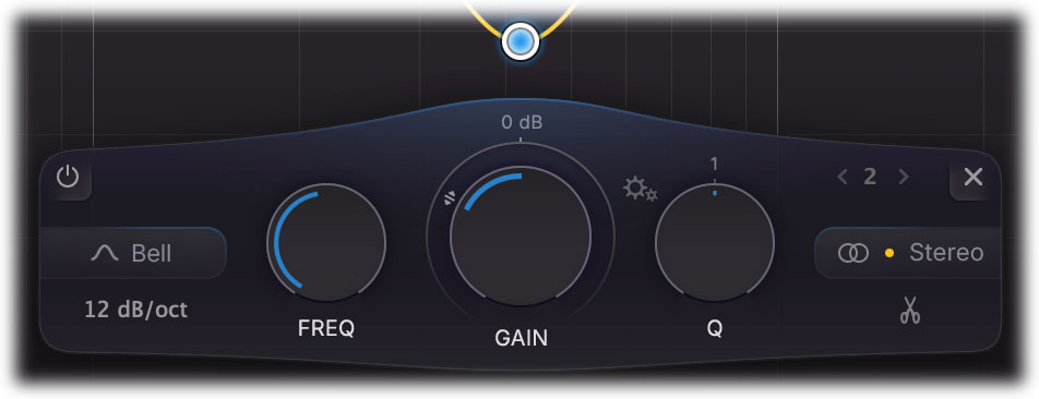 FabFilter Pro-Q 4 band controls annotated for complementary kick and bass EQ